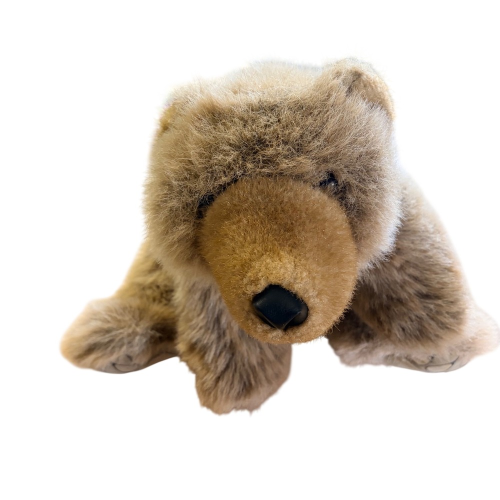 Folkmanis Grizzly Bear Hand Puppet Plush Brown Shaggy Fur Realistic Animal 2148